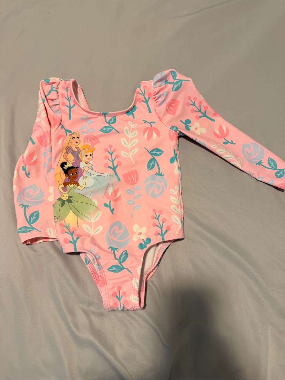 Disney Pink Floral Long-Sleeve Princess Swimsuit